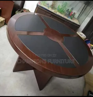 Round Mahogany Executive Meeting Table