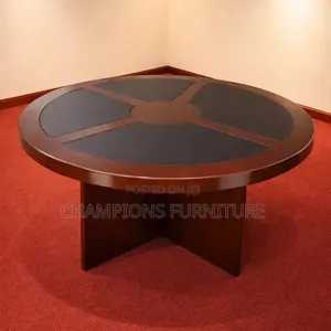 Round Mahogany Executive Meeting Table