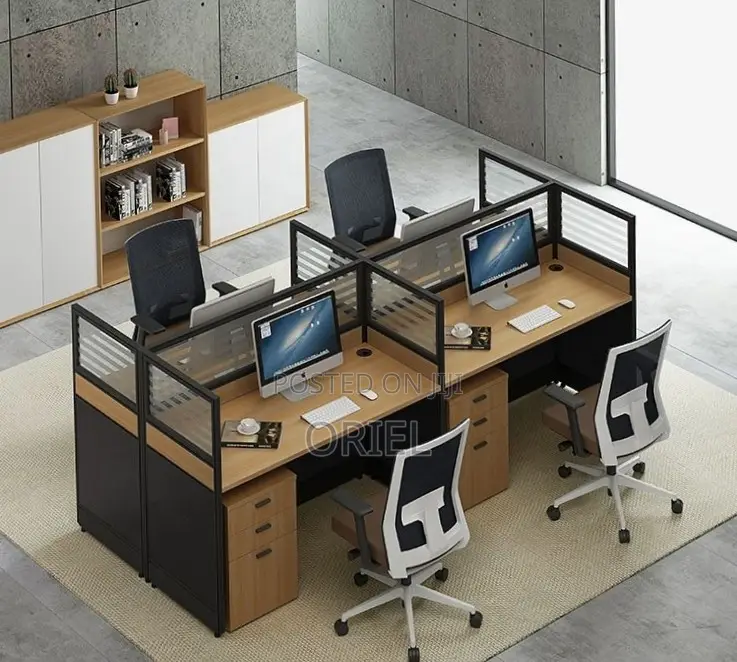 Office Workstation : 4-Seater Corporate Office Staff Workstation