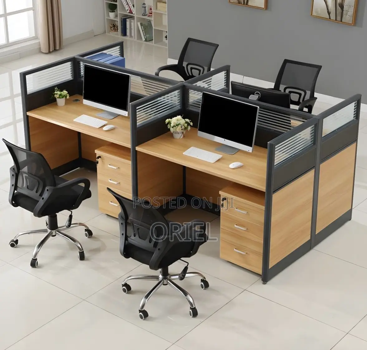 Office Workstation : 4-Seater Corporate Office Staff Workstation