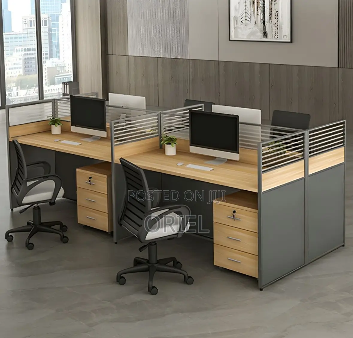 Office Workstation : 4-Seater Corporate Office Staff Workstation
