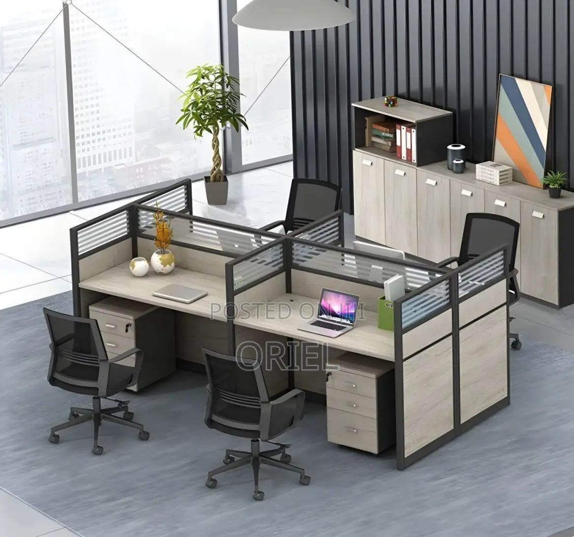 Office Workstation : 4-Seater Corporate Office Staff Workstation