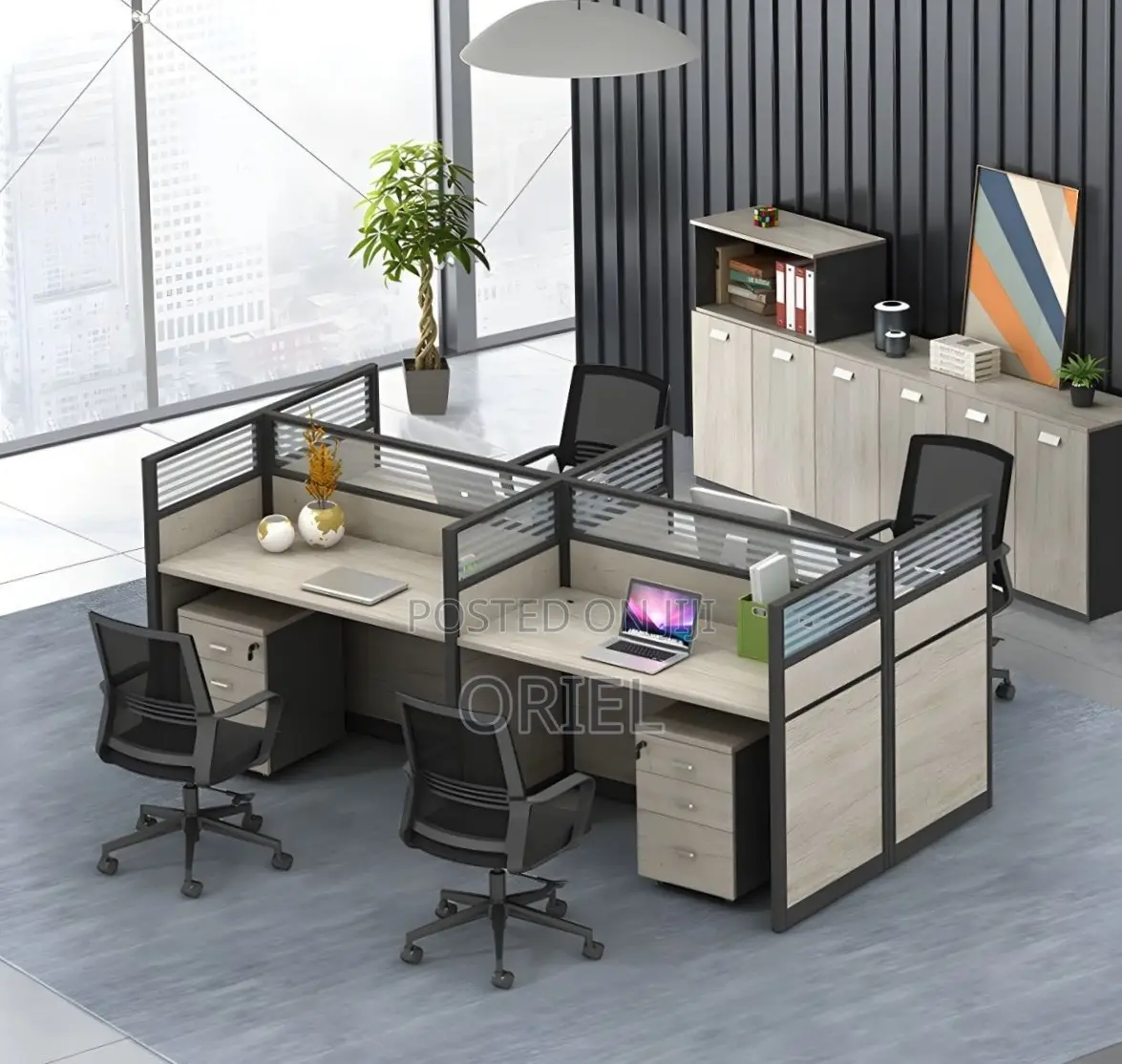 Office Workstation : 4-Seater Corporate Office Staff Workstation