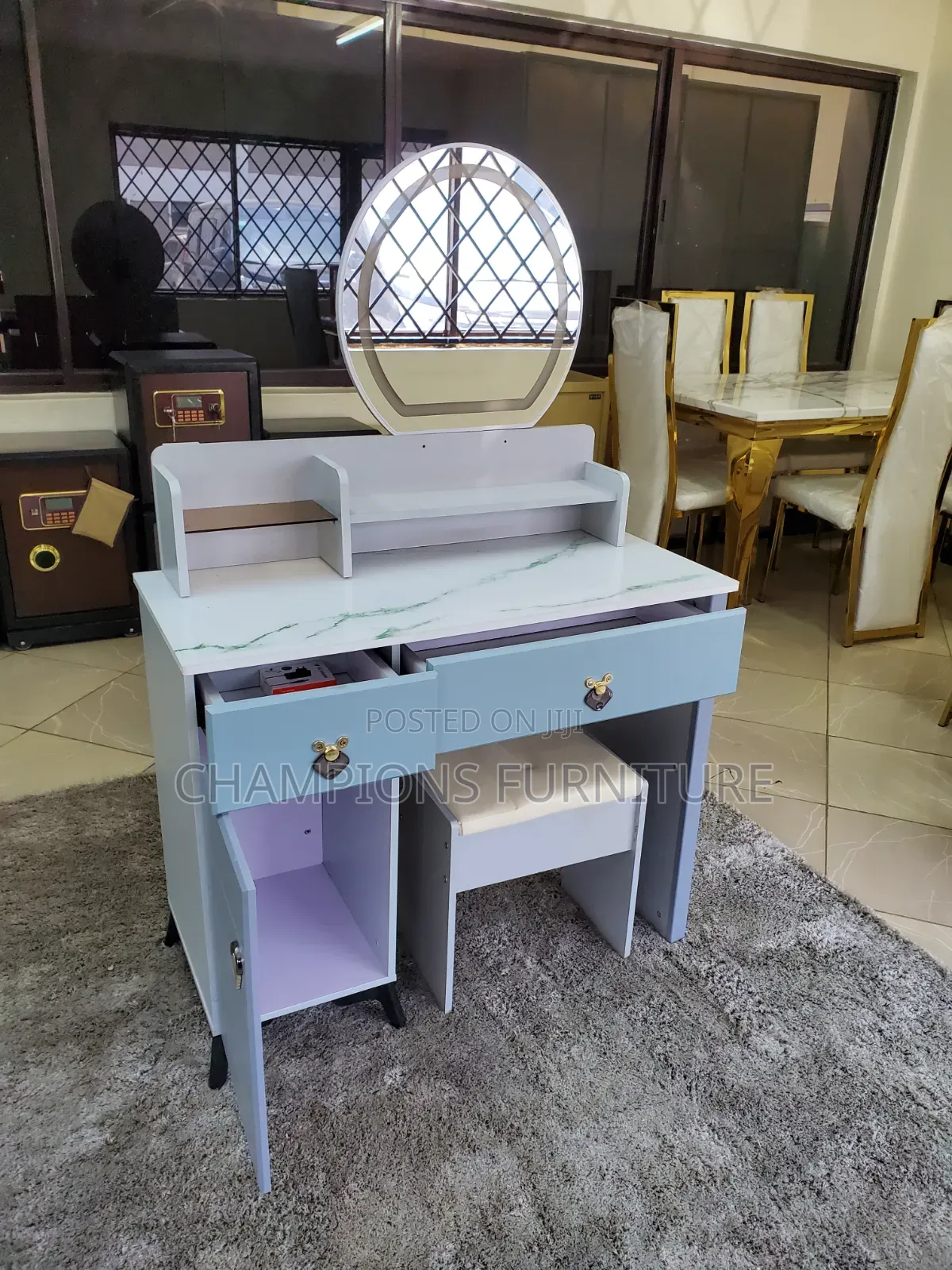 Dressing Table With LED Mirror and Stool