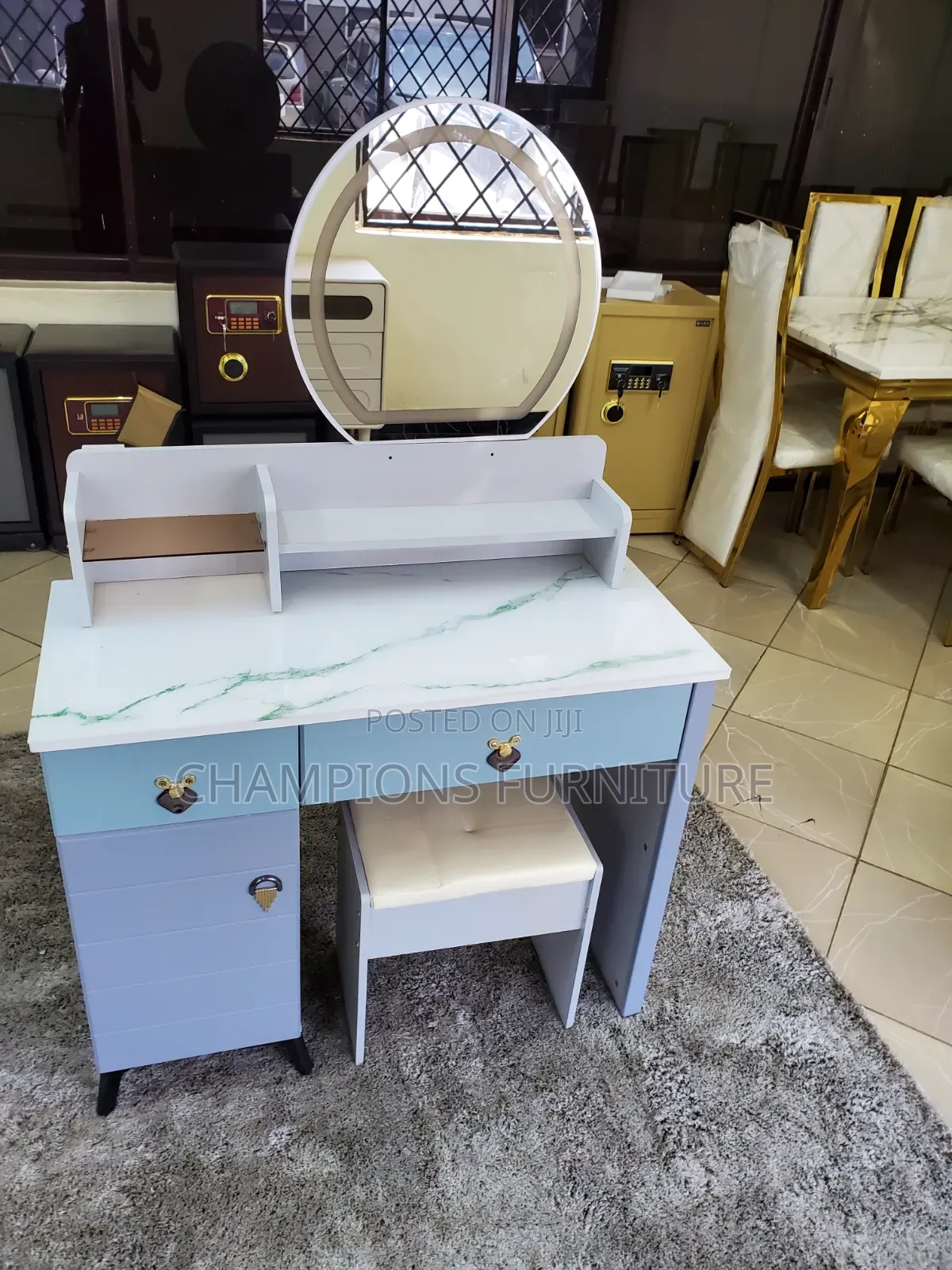 Dressing Table With LED Mirror and Stool