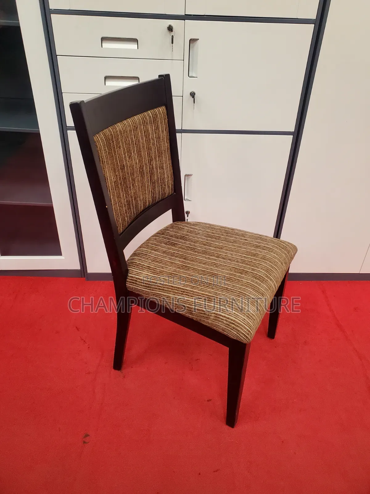Wooden Dining Chair With Textured Fabric