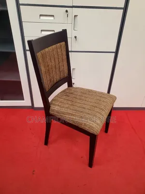Wooden Dining Chair With Textured Fabric