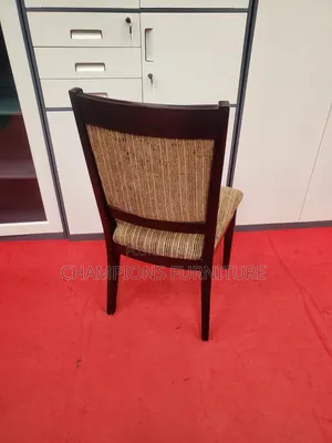 Wooden Dining Chair With Textured Fabric