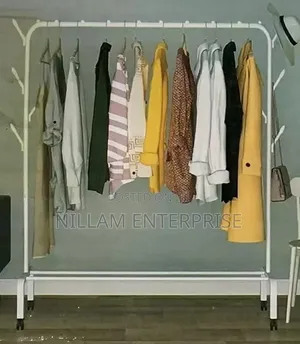 Single Pole Clothes Rack With Hooks and Wheels