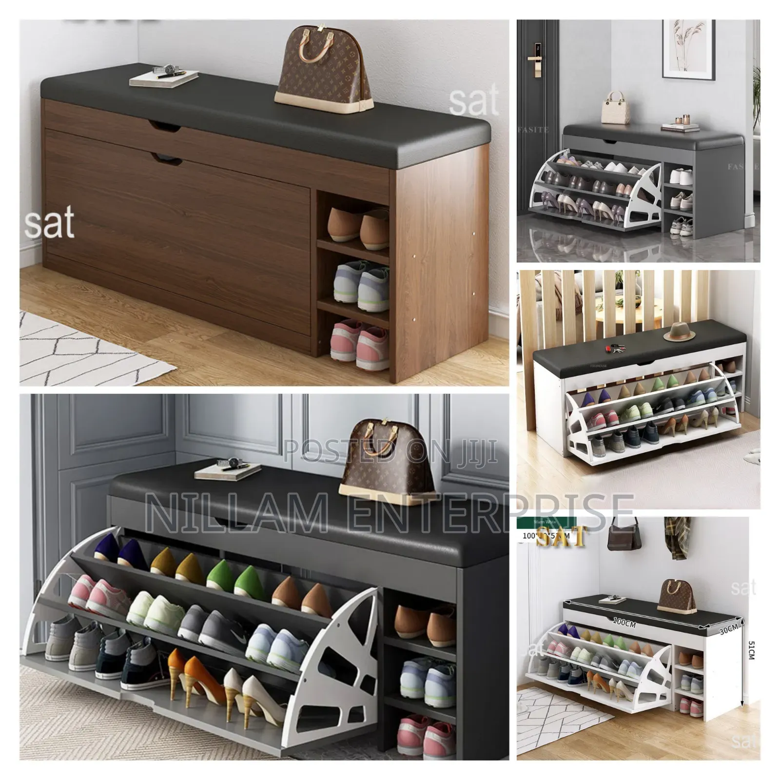 Tipping Bucket Shoe Rack With Cushioned Storage Seat*