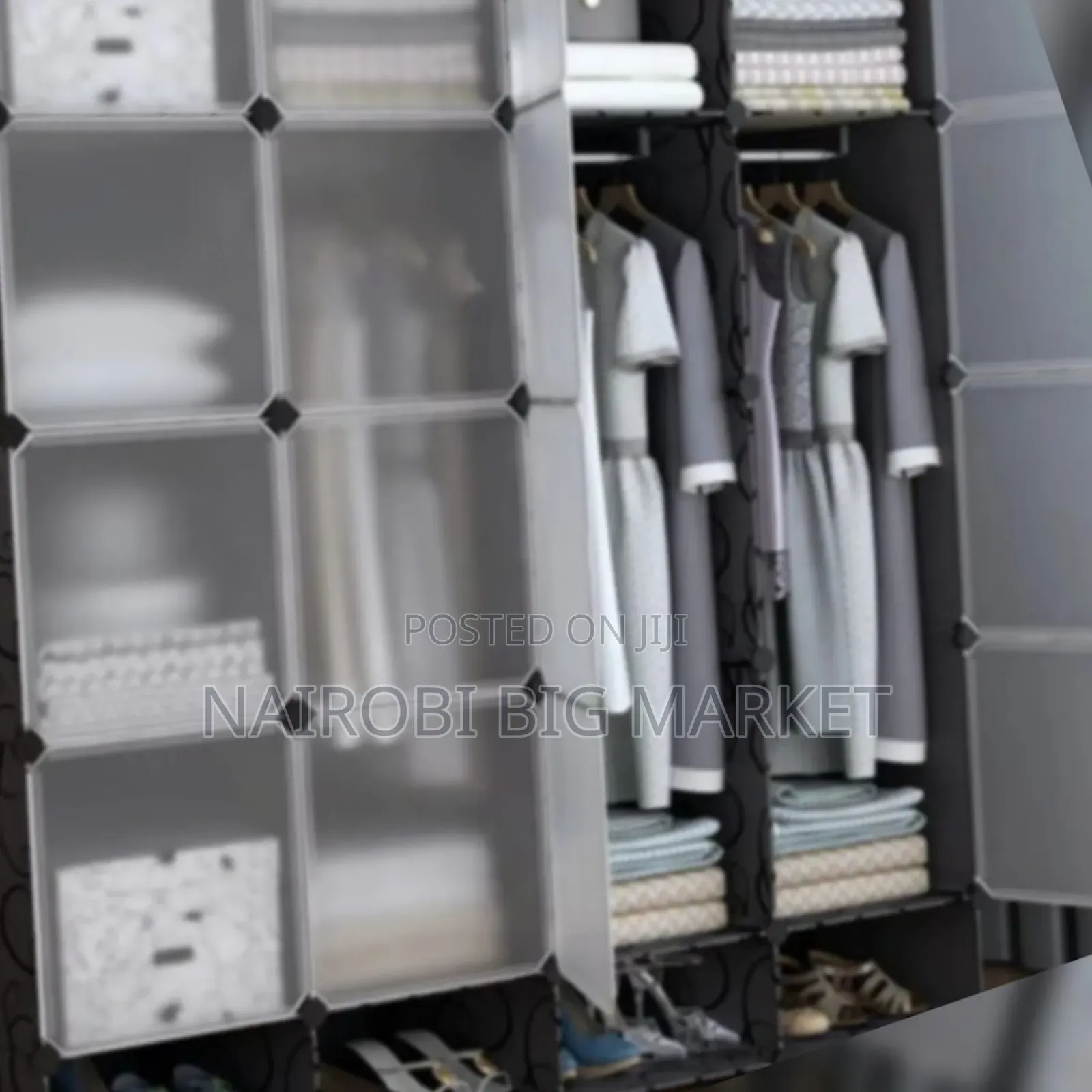 Portable 4 Column Plastic Wardrobe