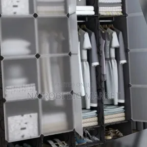 Portable 4 Column Plastic Wardrobe