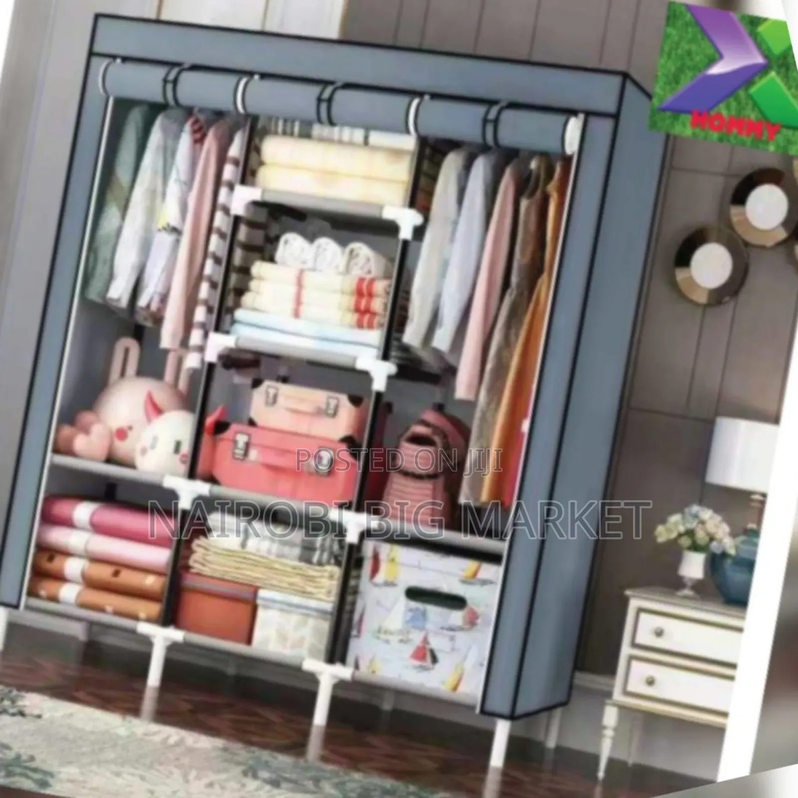 3 Column Wooden Wardrobe