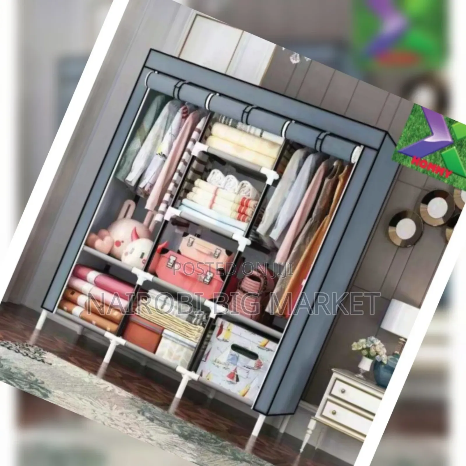 3 Column Wooden Wardrobe