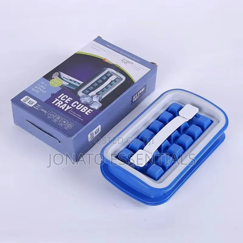 Portable 2 in 1 Ice Cube Maker Tray Box Leakproof Mold