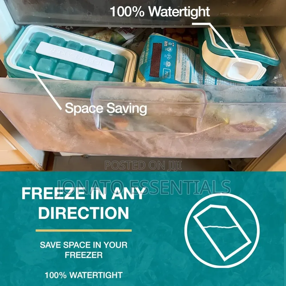 Portable 2 in 1 Ice Cube Maker Tray Box Leakproof Mold