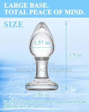 Glass Anal Butt Plug Tapered Head Long Neck 1.57 Inch Dia Butt Plug