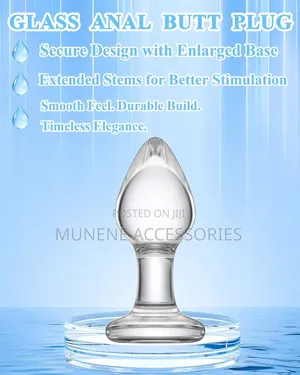 Glass Anal Butt Plug Tapered Head Long Neck 1.57 Inch Dia Butt Plug