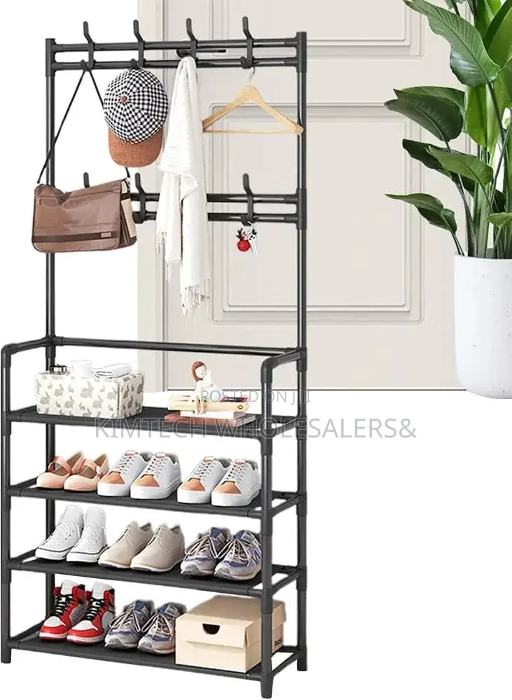 Portable 5 Tier Shoe Rack With Hanger