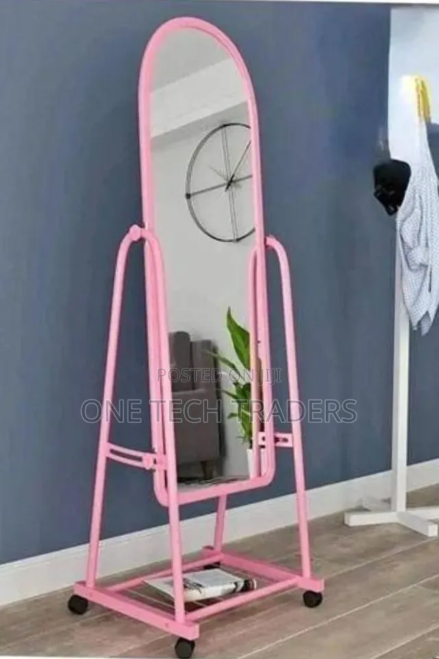 Dressing Mirror With Wheels - Pink