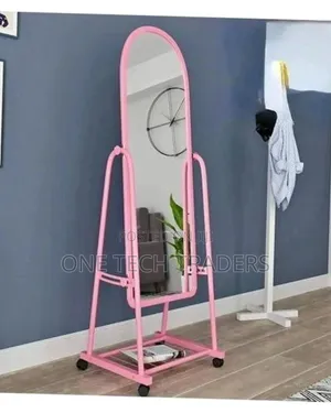Dressing Mirror With Wheels - Pink