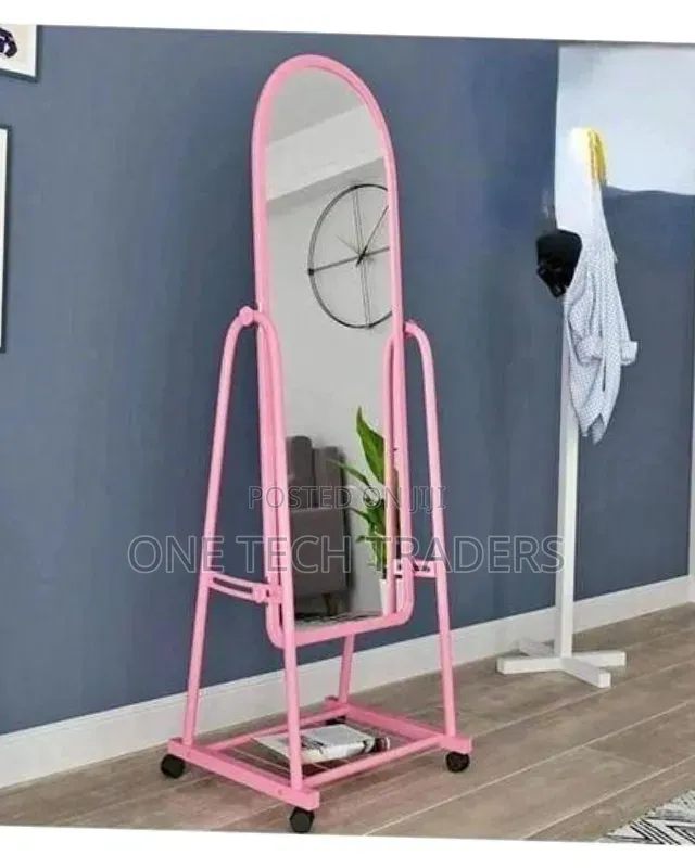Dressing Mirror With Wheels - Pink