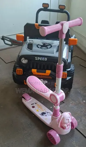2-in-1 Adjustable Kids Scooter- Foldable/Removable Seat,Music, Lights