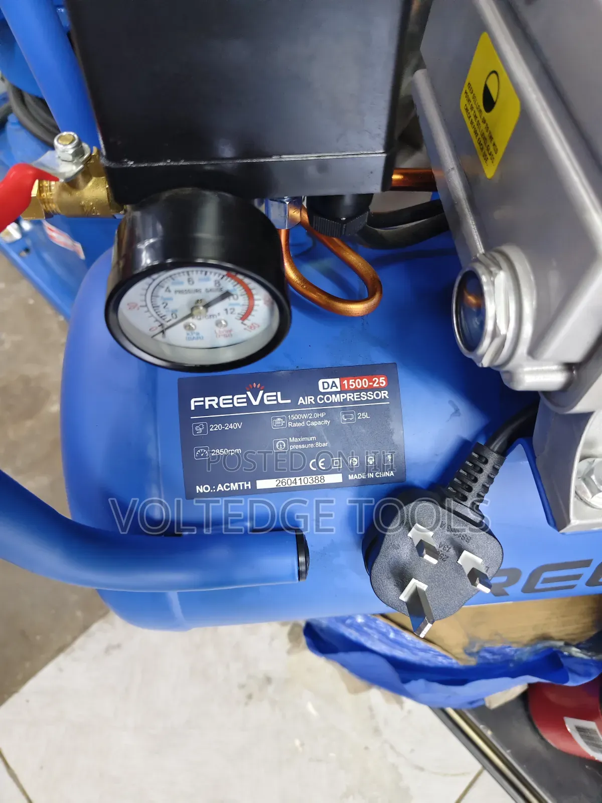 Freevel 25L Electric Air Compressor (DA1500-25) — 2HP / 1500W