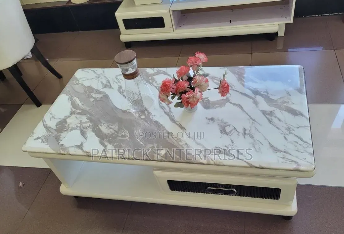 Modern Rectangular White Marble Top Coffee Table