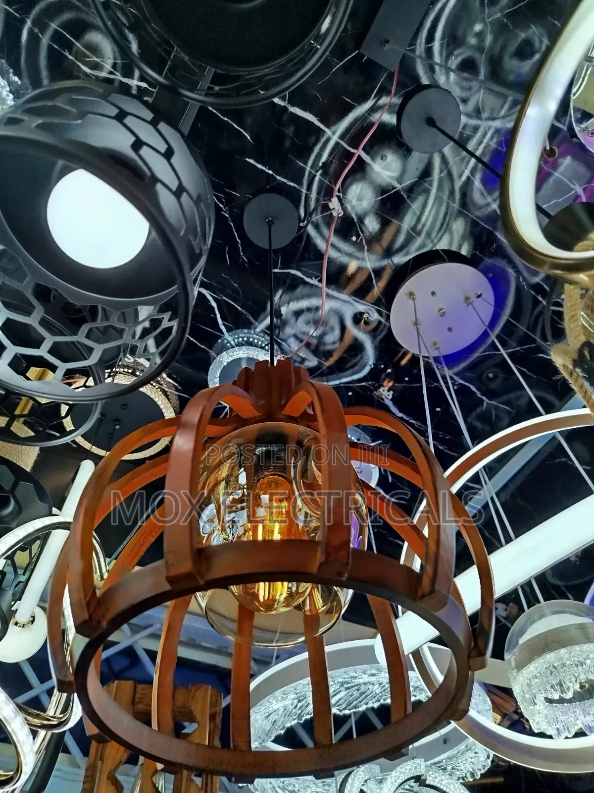 Vintage Wooden Cage Pendant Light