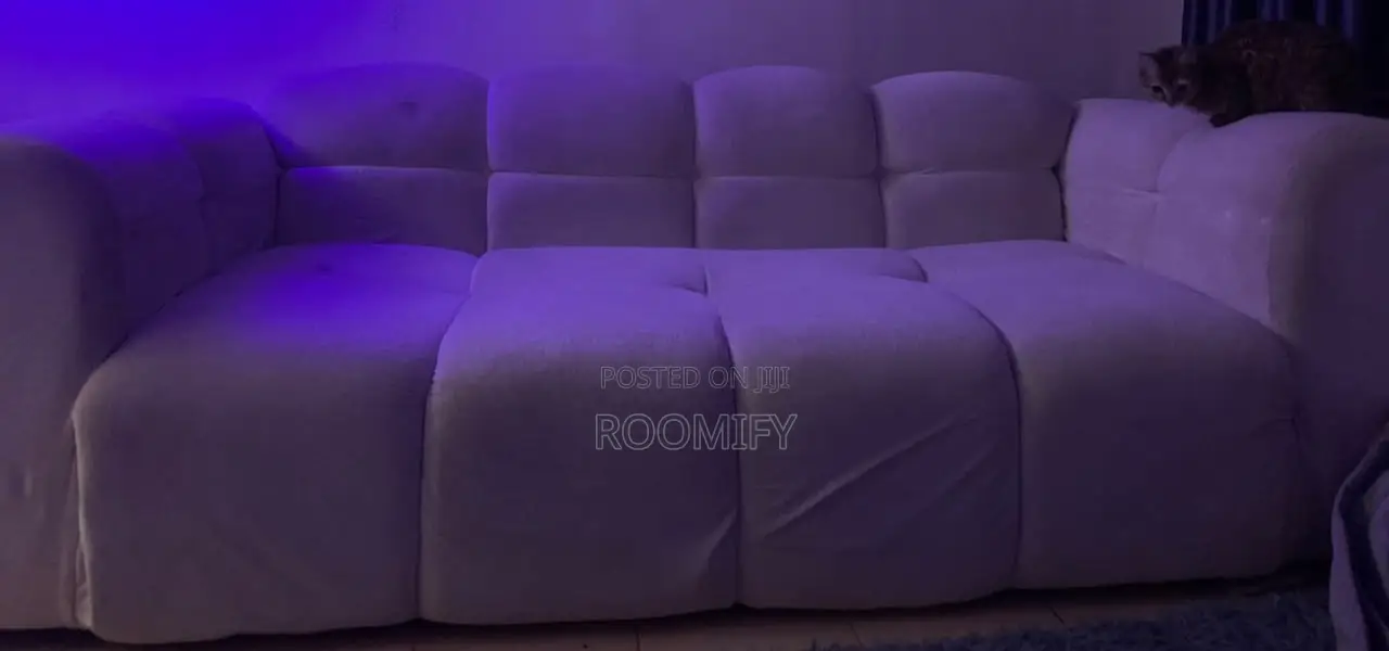 Washable 3 Seater Bubble Couch With Free Ottoman (Pure White )