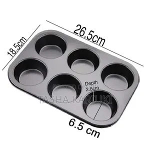 6 Hole Nonstick Cup Cake Mould