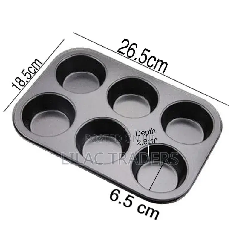 6 Hole Nonstick Cup Cake Mould
