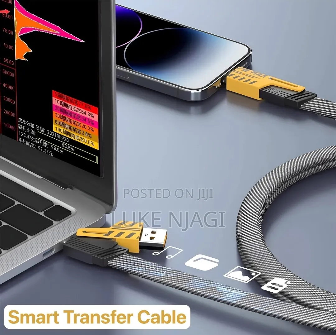 Vaku Luxos 4-in-1 65W Fast Charging Flat Cable