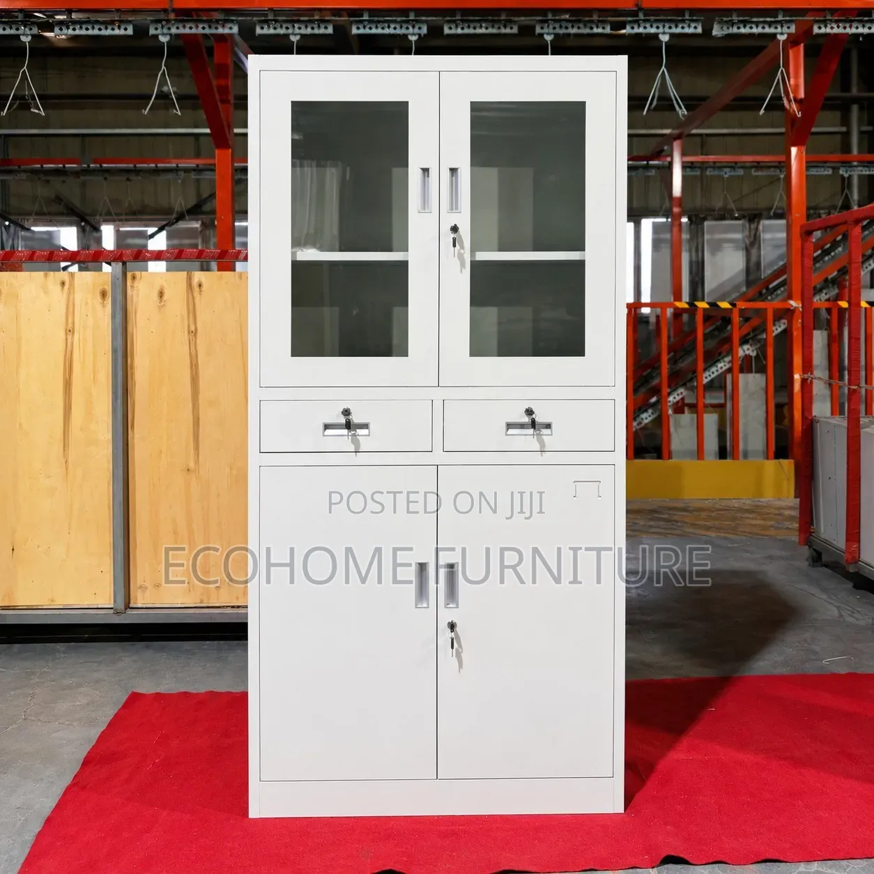 Filling Cabinet, 2 Door ,Half Glass, Lockable Drawers