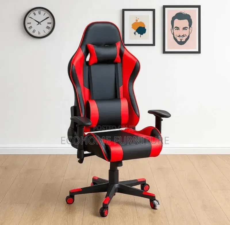 Gaming Chair; Leather, Adjustable Hands, Reclining Back