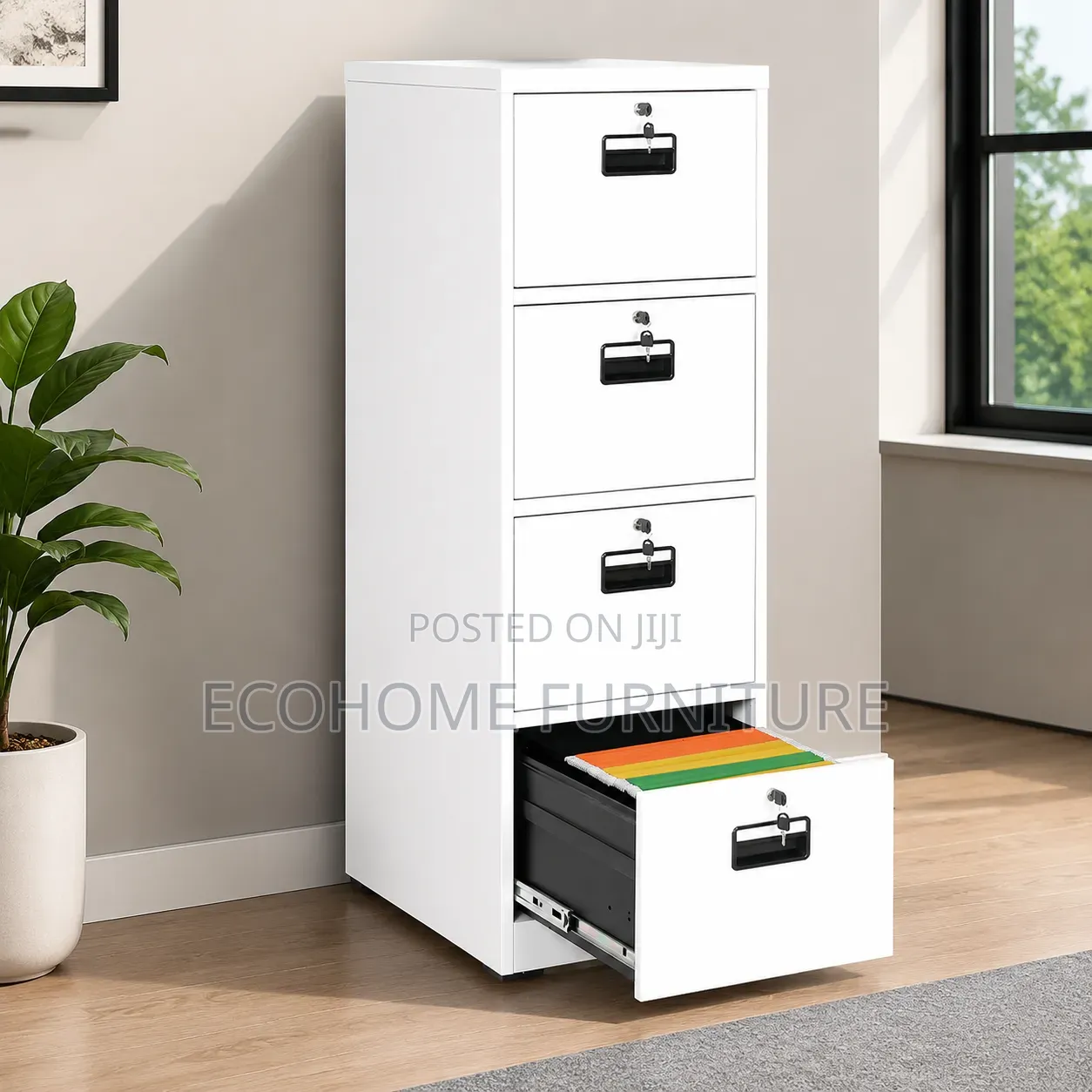 File Cabinet; 4 Drawers, Lockable Drawers