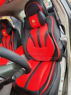Red Black Pu Leather Seat Cover With Textured Center Panels
