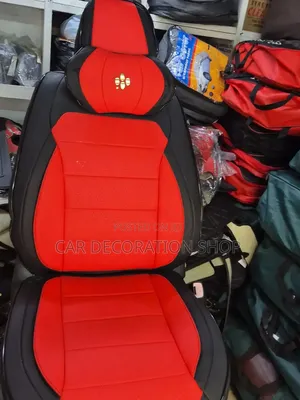 Red Black Pu Leather Seat Cover With Textured Center Panels