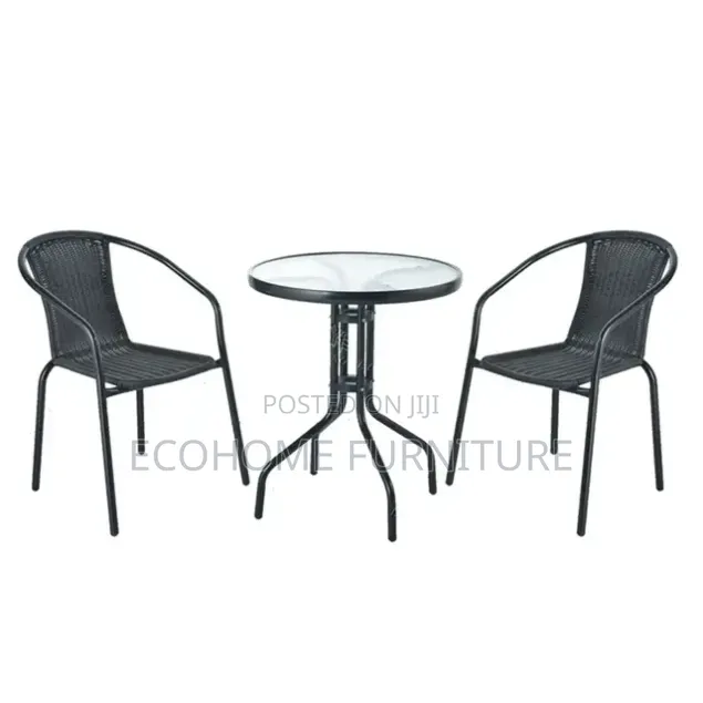 Outdoor Chair and Table ; Rattan Material and Glass on Table
