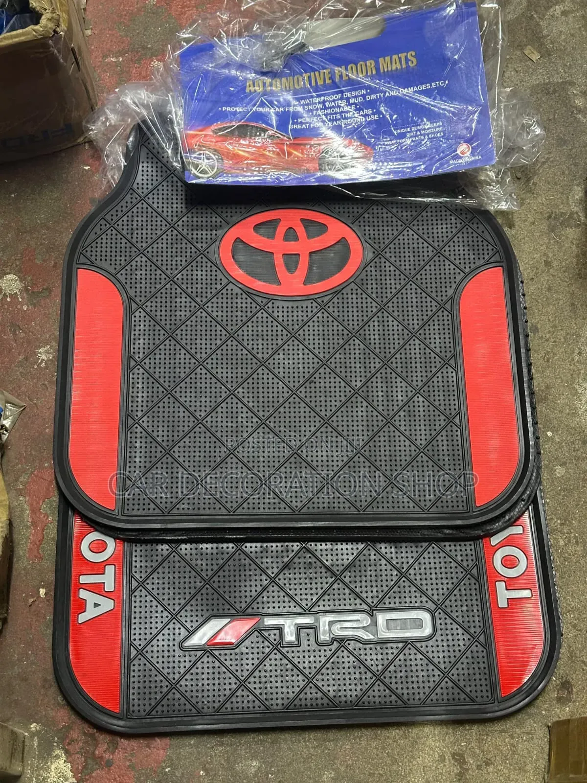 Universal All Weather Toyota Branded Mats Red Border Logo