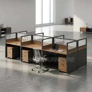 Office Desk; 6 Way Workstation With Mobile Pedestals