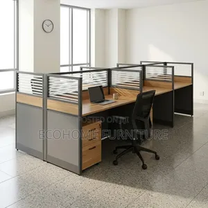 Office Desk; 6 Way Workstation With Mobile Pedestals
