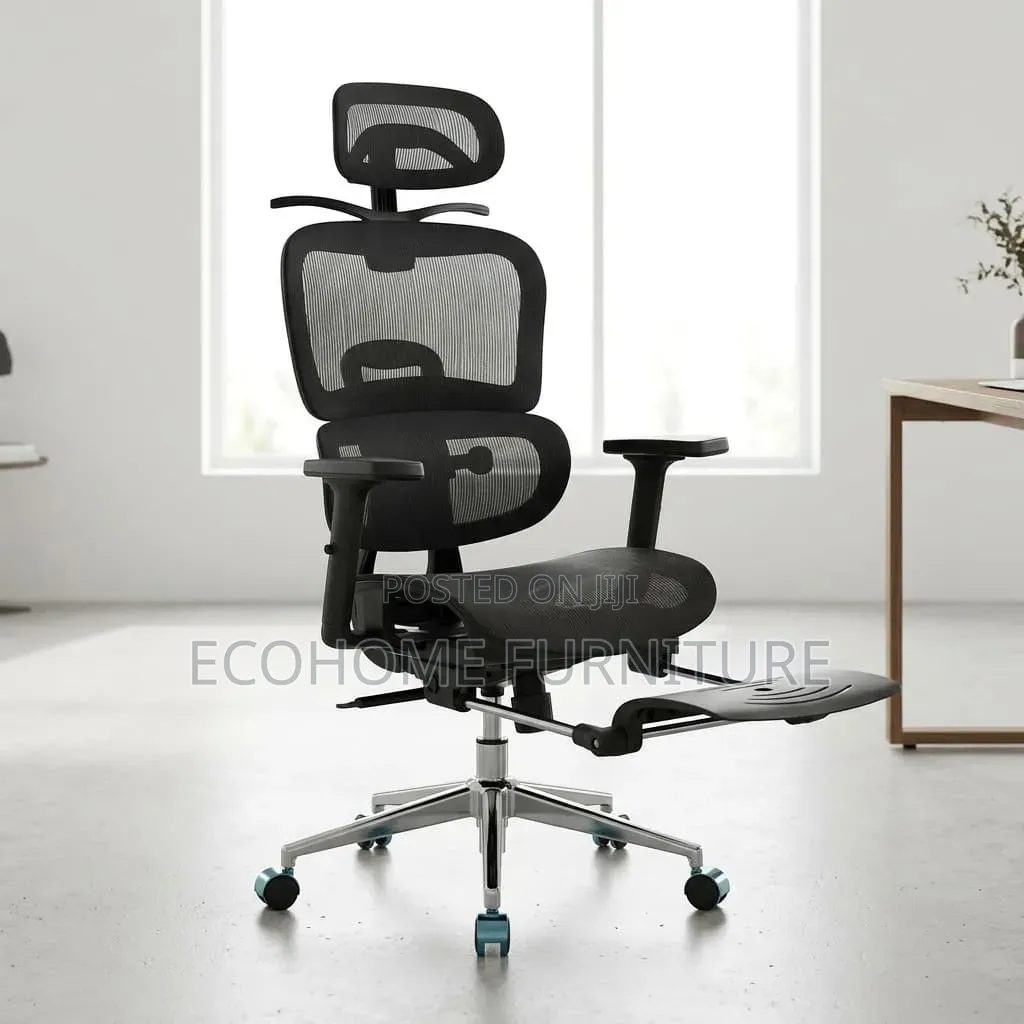 Office Chair: Ergonomic Office Chair With Footrest, Adjustable Back