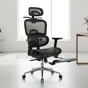 Office Chair: Ergonomic Office Chair With Footrest, Adjustable Back