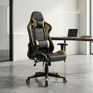 Gaming Chair; Ergonomic Gaming Chair Black Gold in Color