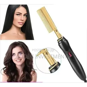 Gold Electric Heat Comb Hair Straightener