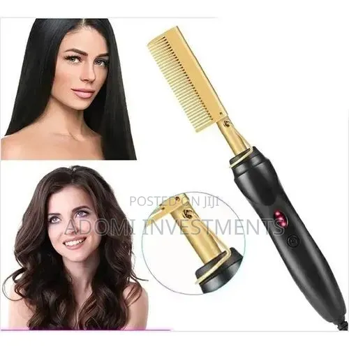 Gold Electric Heat Comb Hair Straightener