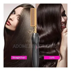 Gold Electric Heat Comb Hair Straightener