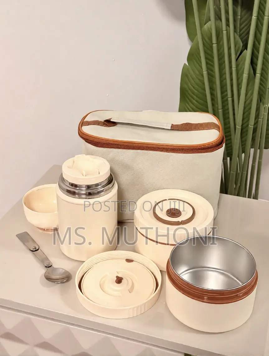 7 PCS*: Thermal Lunch Box Set + Flask + Insulated Bag